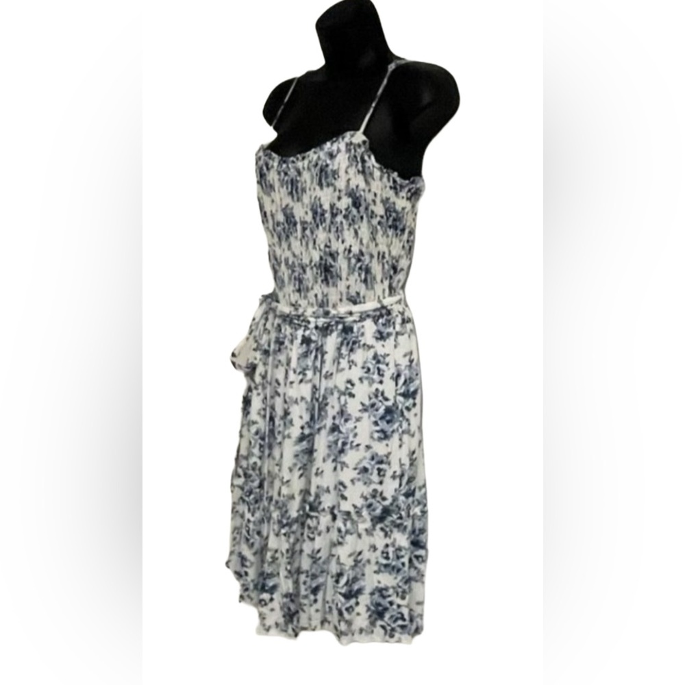 ROW.A Smocked Bodice A-Line Floral Print Sun Dress